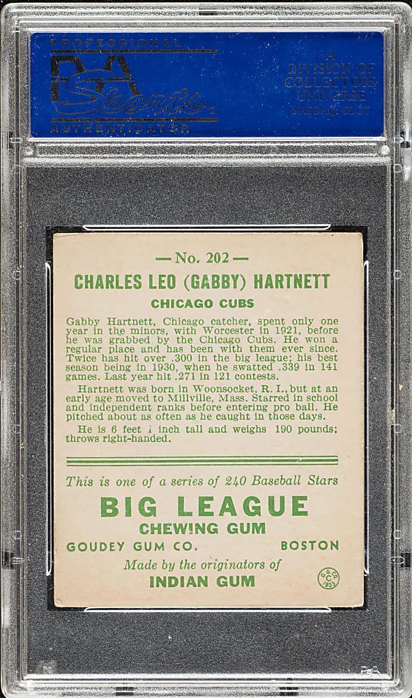 1933 R319 Goudey #202 Gabby Hartnett PSA EX 5