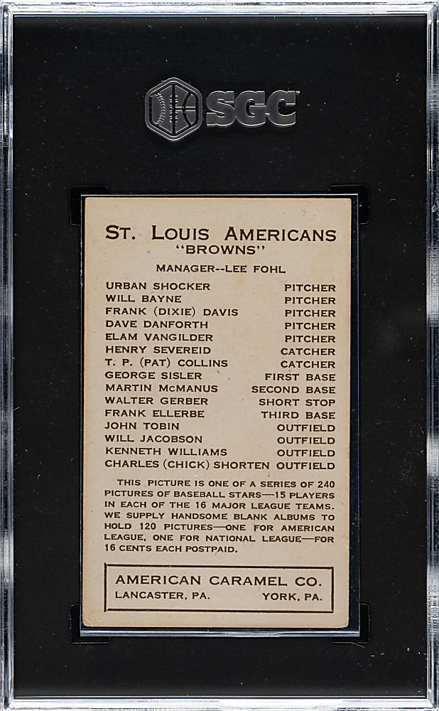 1922 E120 American Caramel George Sisler SGC VG+ 3.5