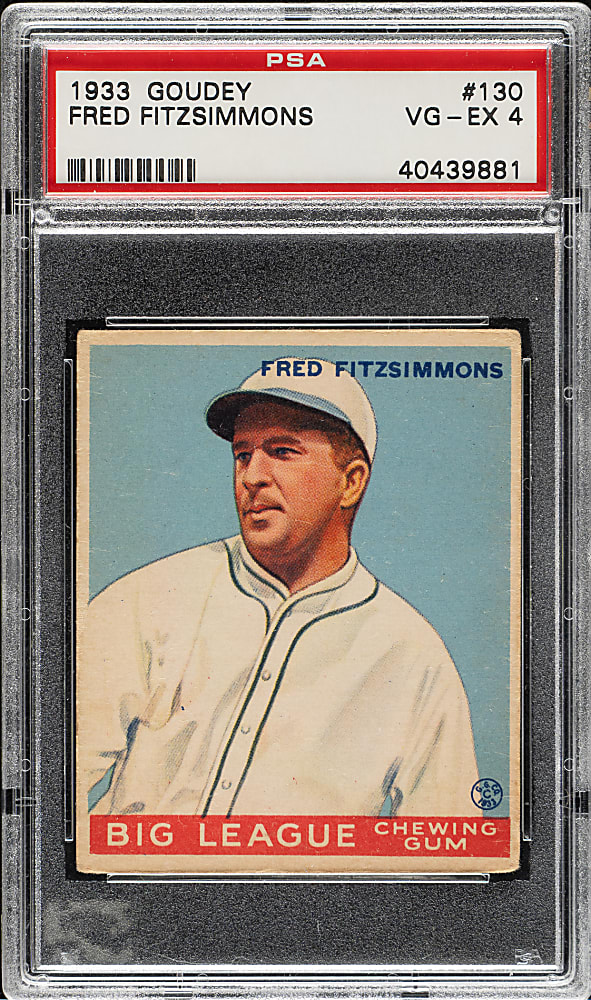 1933 R319 Goudey #130 Fred Fitzsimmons PSA VG-EX 4