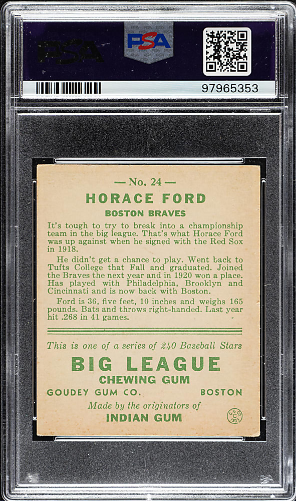 1933 R319 Goudey #24 Horace Ford PSA VG-EX 4