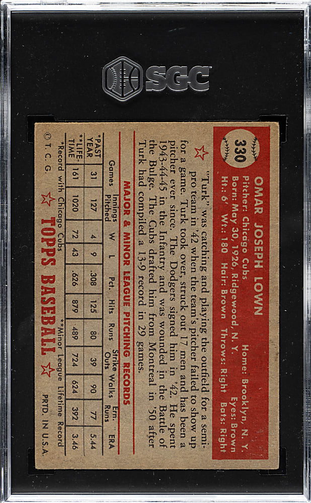 1952 Topps #330 Turk Lown High Number SGC VG/EX 4