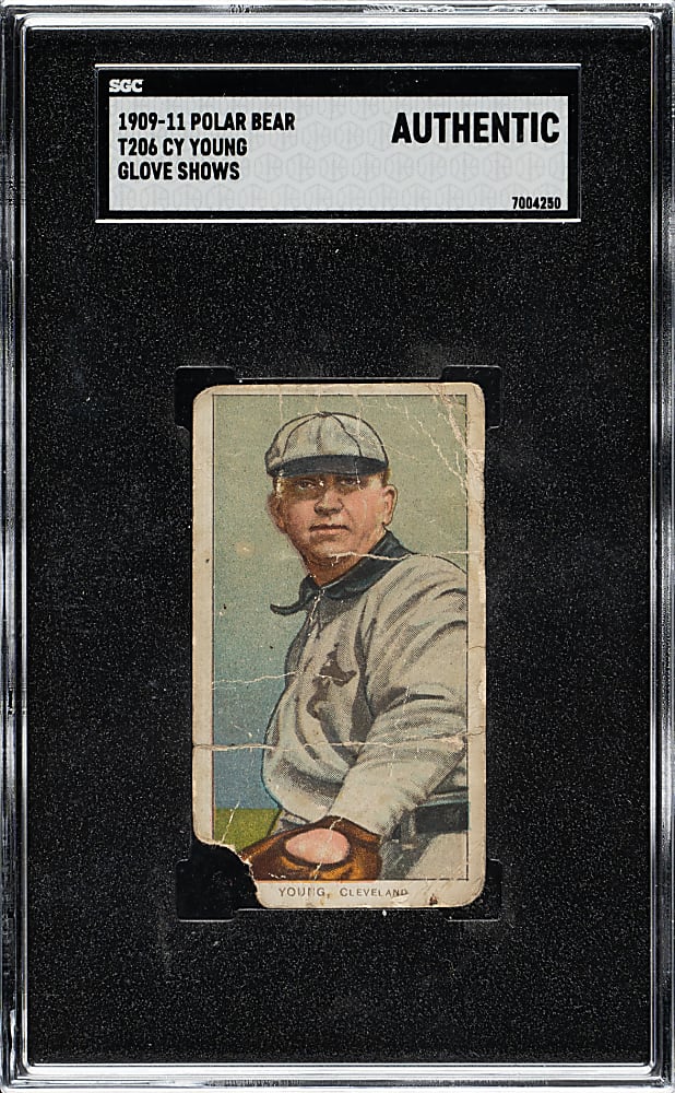 1909-1911 T206 White Border Cy Young Glove Shows SGC Authentic