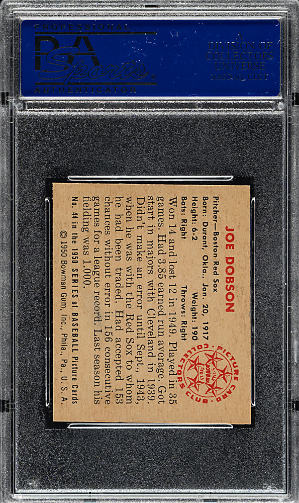 1950 Bowman #44 Joe Dobson PSA NM-MT 8