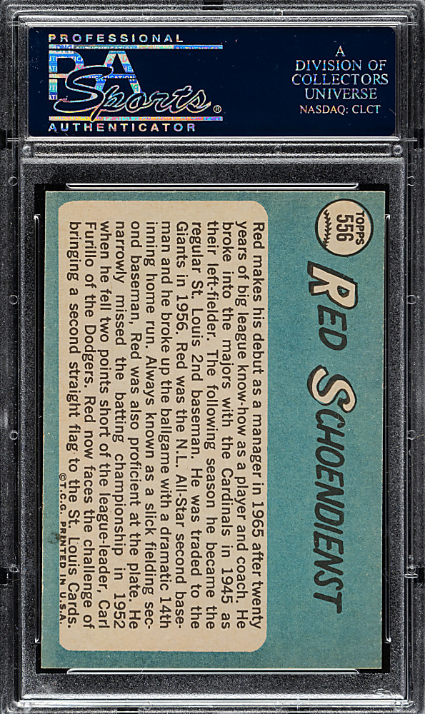 1965 Topps #556 Red Schoendienst PSA NM-MT 8
