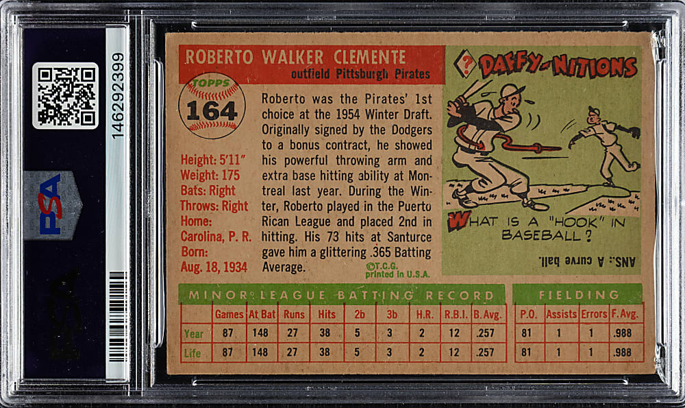1955 Topps #164 Roberto Clemente Rookie PSA GOOD+ 2.5