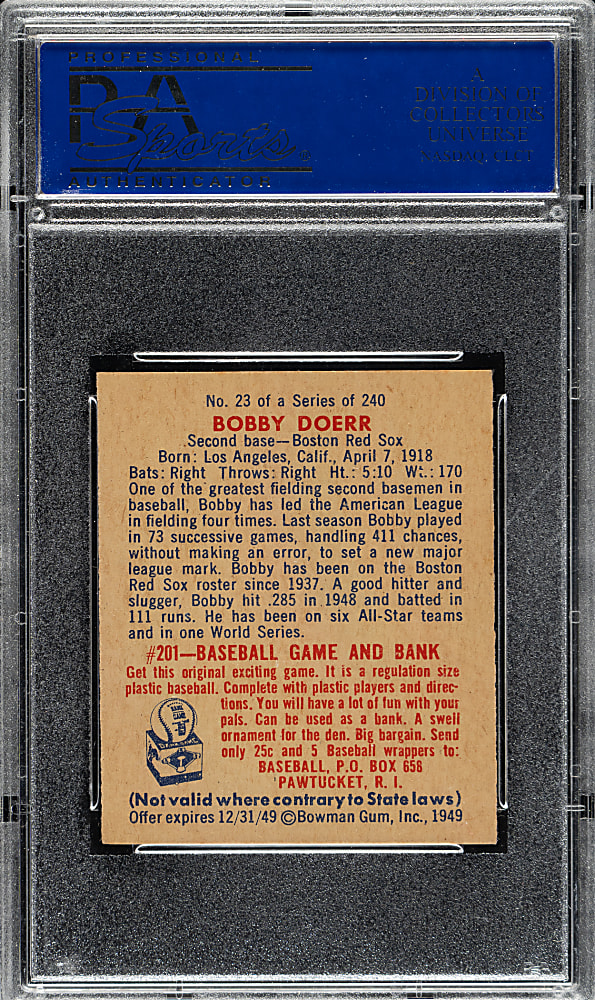 1949 Bowman #23 Bobby Doerr PSA NM-MT 8