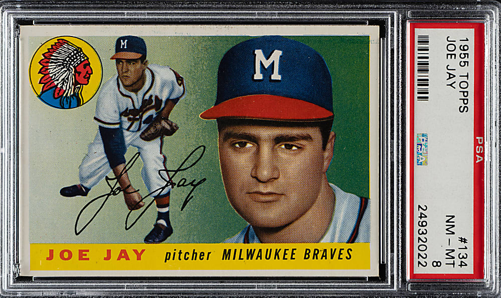 1955 Topps #134 Joe Jay PSA NM-MT 8