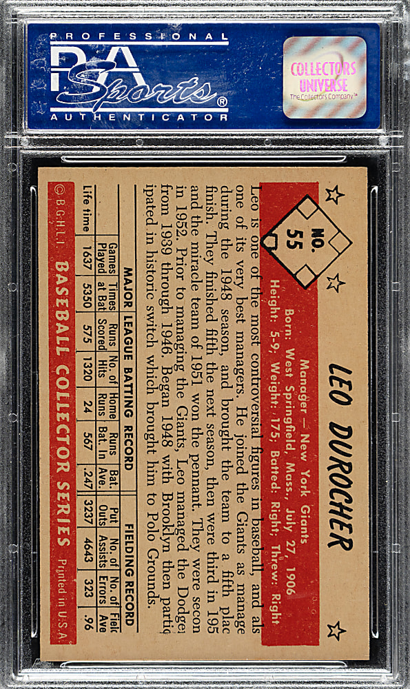1953 Bowman Color #55 Leo Durocher PSA NM-MT 8