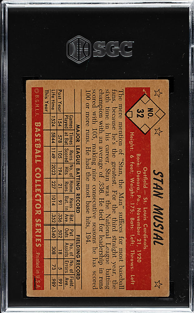 1953 Bowman Color #32 Stan Musial SGC GOOD 2