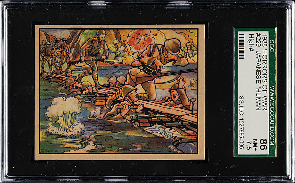 1938 R69 Gum, Inc. "Horrors of War" #229 Japanese Human Bridges Aid Advance SGC NM+ 86