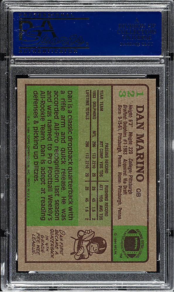 1984 Topps Football #123 Dan Marino Rookie PSA NM-MT 8 (ST)