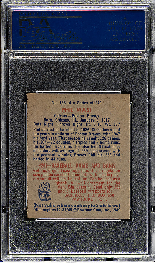 1949 Bowman #153 Phil Masi PSA NM 7