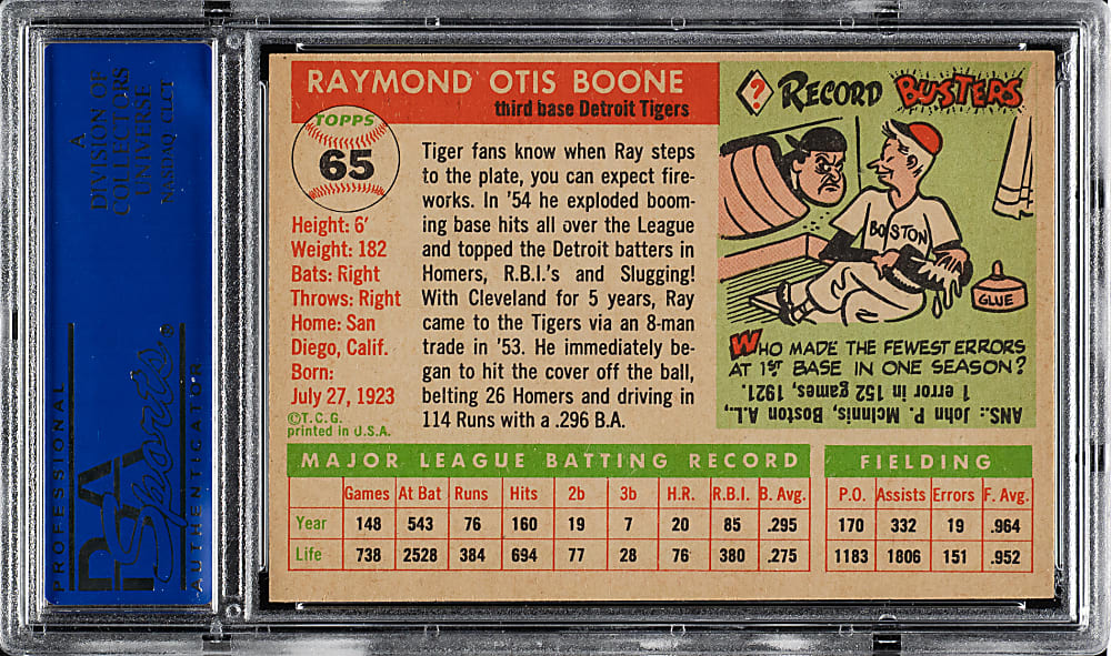 1955 Topps #65 Ray Boone PSA NM-MT 8 (OC)