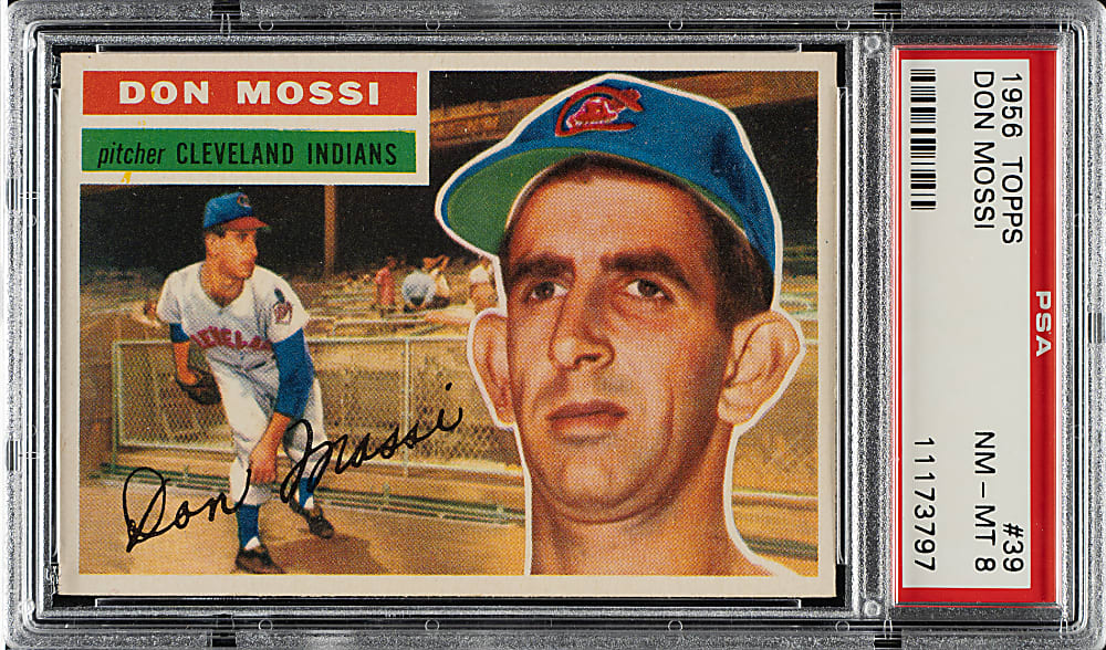 1956 Topps #39 Don Mossi White Back PSA NM-MT 8