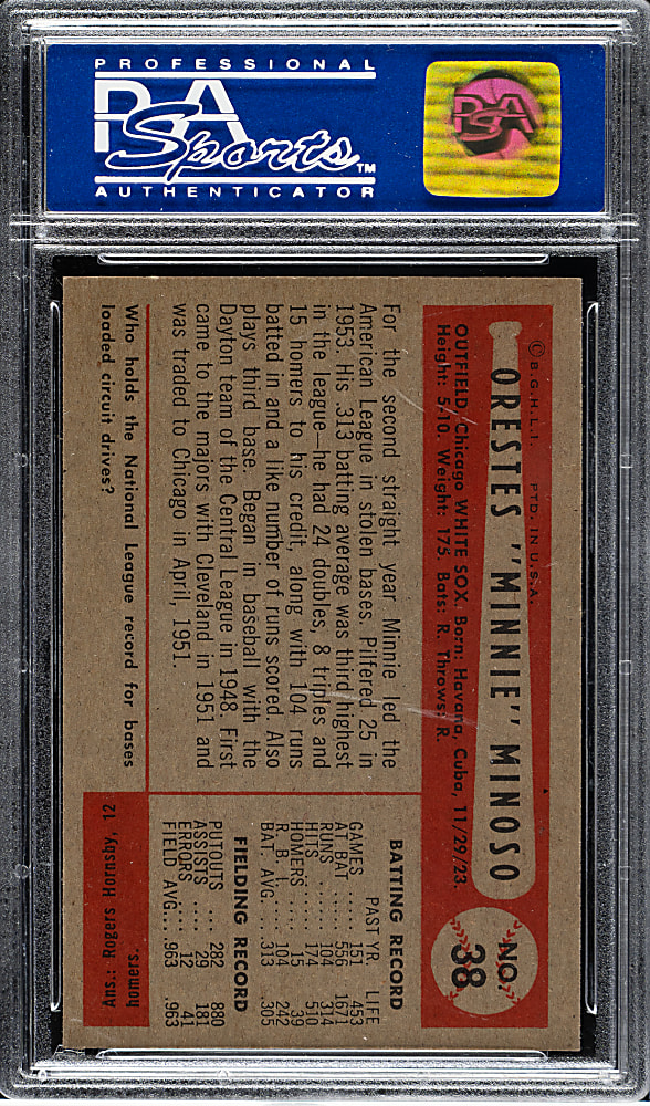 1954 Bowman #38 Minnie Minoso PSA NM-MT 8