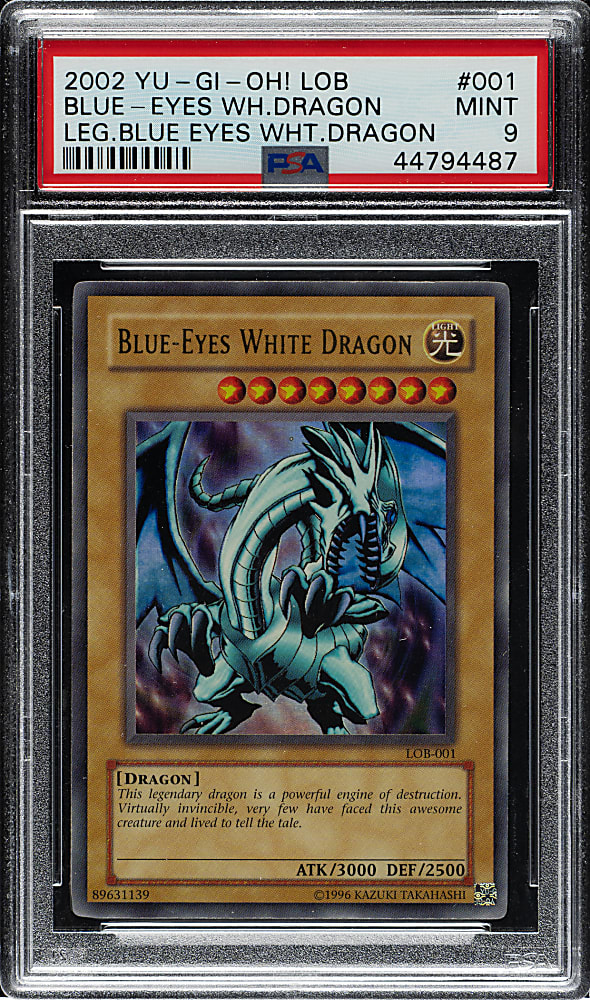 2002 Yu-Gi-Oh! Legend Of Blue Eyes White Dragon #001 Blue Eyes White Dragon Ultra Rare Holographic PSA MINT 9