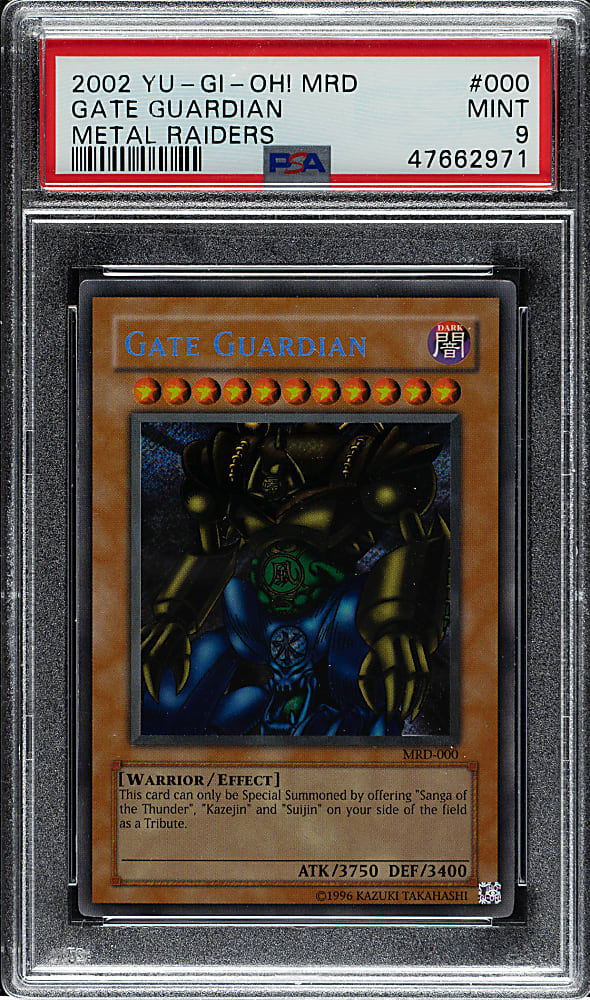 2002 Yu-Gi-Oh! Metal Raiders #000 Gate Guardian Secret Rare Holographic PSA MINT 9
