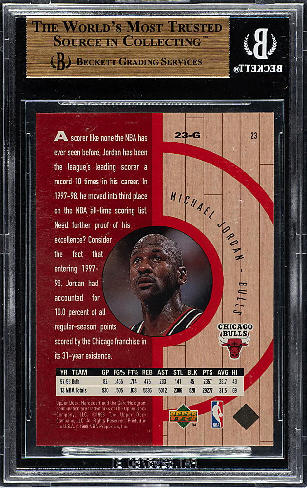 1998-1999 Upper Deck Hardcourt Basketball #23-G Michael Jordan BGS GEM MINT 9.5