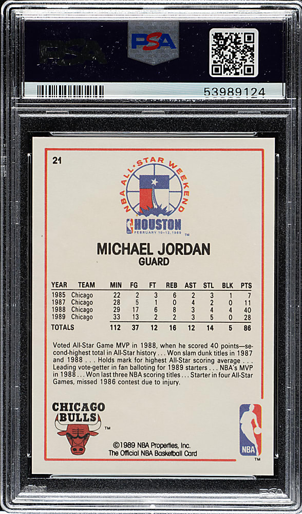1989-1990 NBA Hoops Basketball #21 Michael Jordan All-Star PSA GEM MINT 10