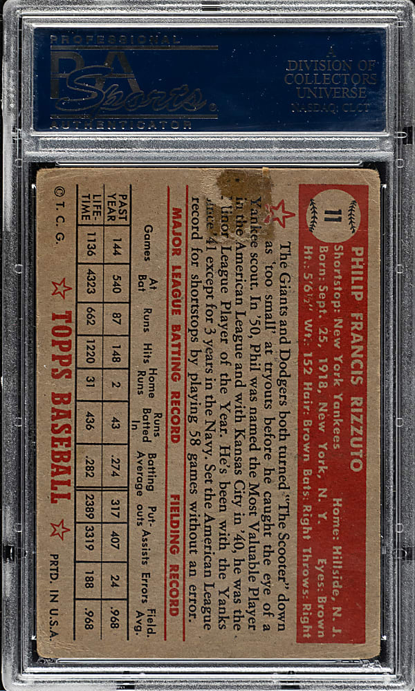 1952 Topps #11 Phil Rizzuto PSA GOOD 2