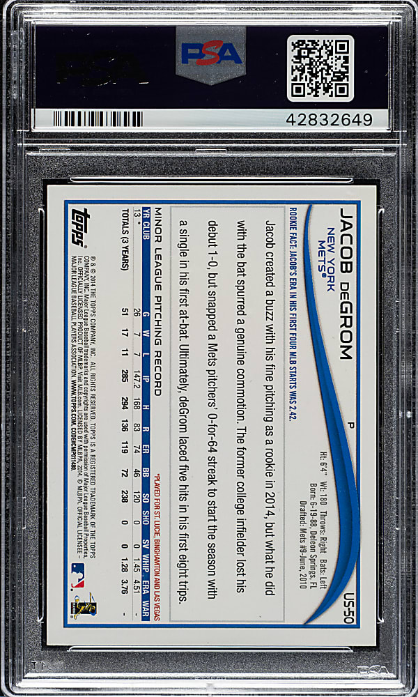 2014 Topps Update #US-50 Jacob DeGrom Rookie Red Hot Foil PSA GEM MINT 10