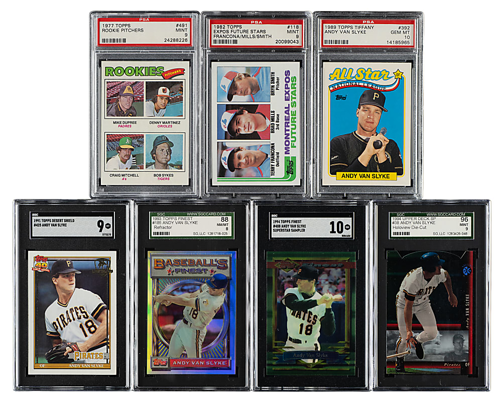 1977 to 1994 Topps and Upper Deck Andy Van Slyke PSA- and SGC-Graded Collection (7)