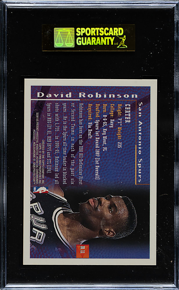 1995-1996 Topps Finest Basketball Mystery Bordered #M11 David Robinson Refractor SGC MINT 96
