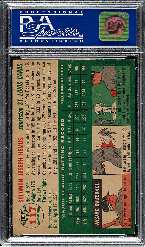 1954 Topps #117 Solly Hemus PSA NM-MT 8