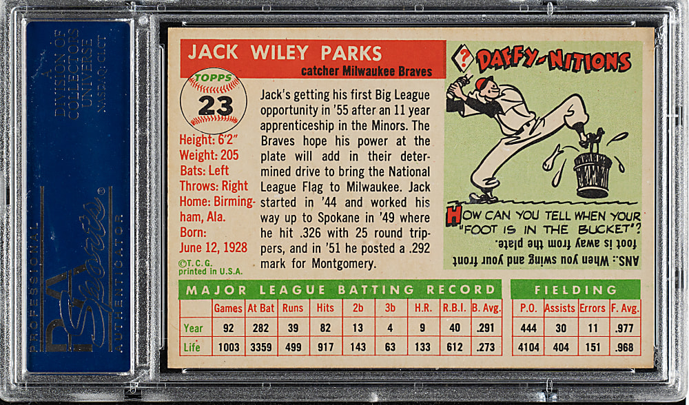 1955 Topps #23 Jack Parks PSA NM+ 7.5