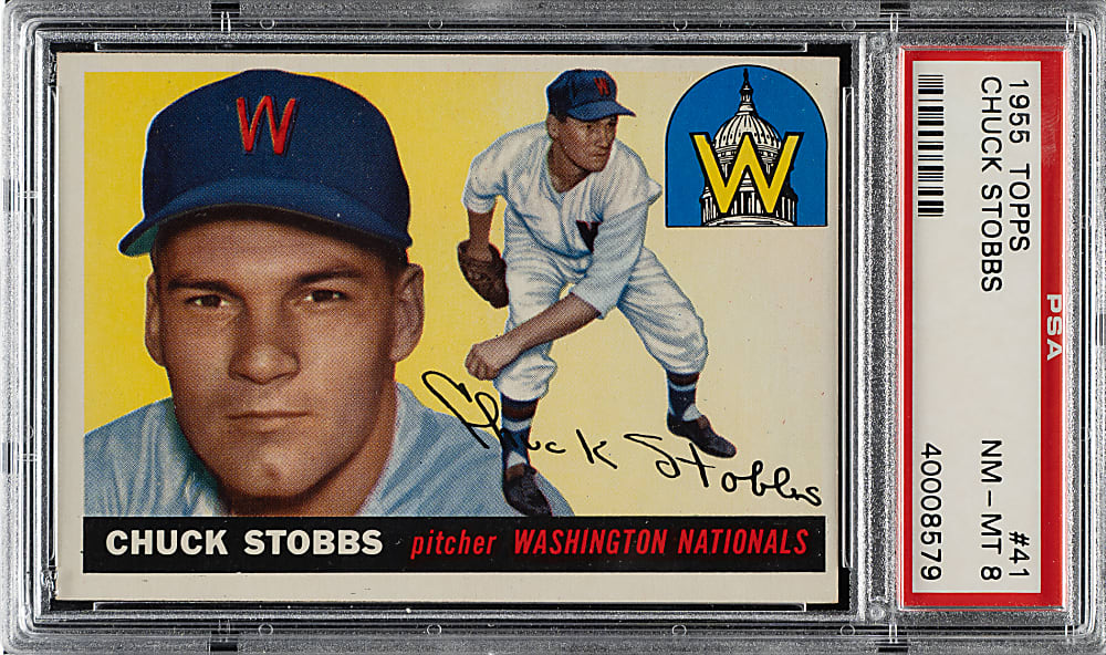 1955 Topps #41 Chuck Stobbs PSA NM-MT 8