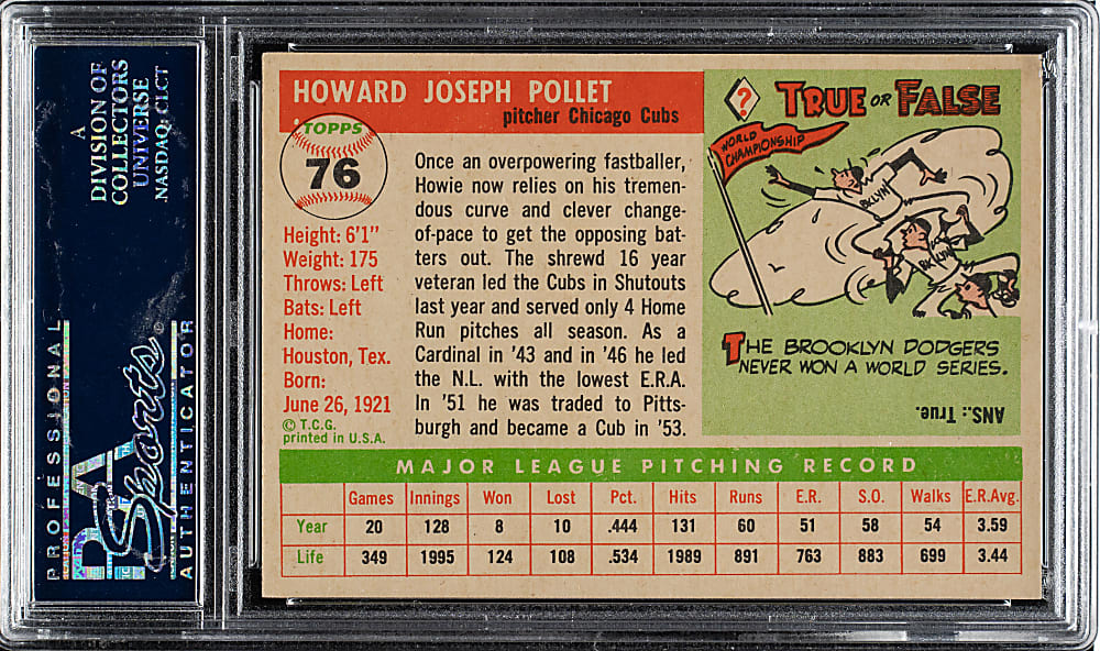 1955 Topps #76 Howie Pollet PSA NM-MT 8