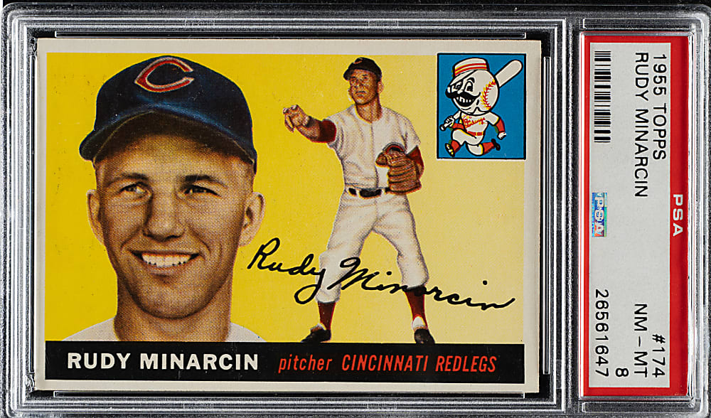 1955 Topps #174 Rudy Minarcin PSA NM-MT 8