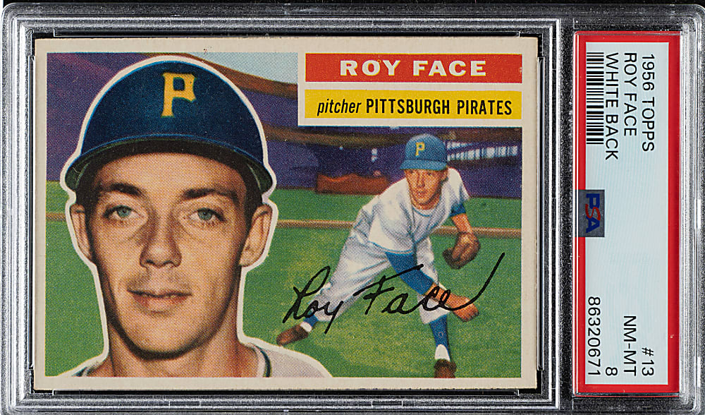 1956 Topps #13 Roy Face White Back PSA NM-MT 8
