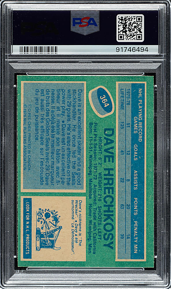 1976-1977 O-Pee-Chee Hockey #364 Dave Hrechkosy PSA GEM MINT 10