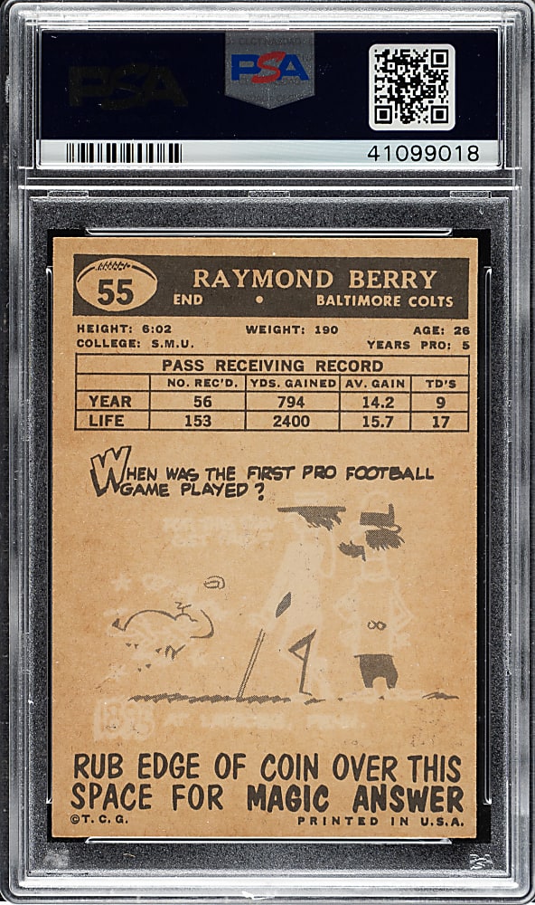 1959 Topps Football #55 Ray Berry PSA NM-MT 8
