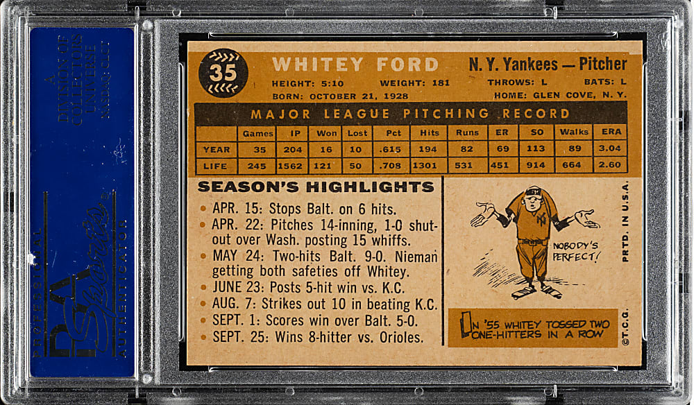 1960 Topps #35 Whitey Ford PSA NM-MT 8