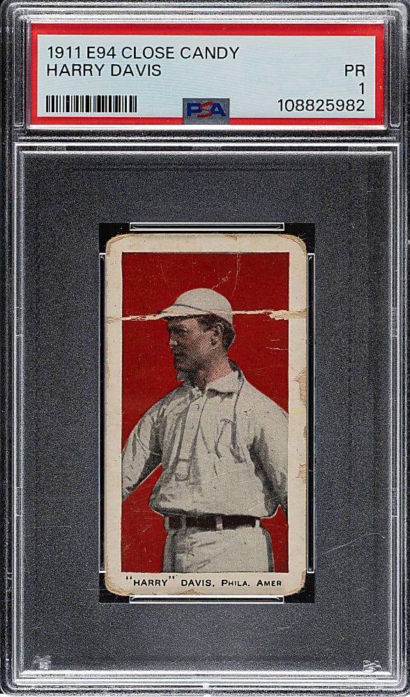 1911 E94 George Close Candy Harry Davis PSA POOR 1 - Red Background