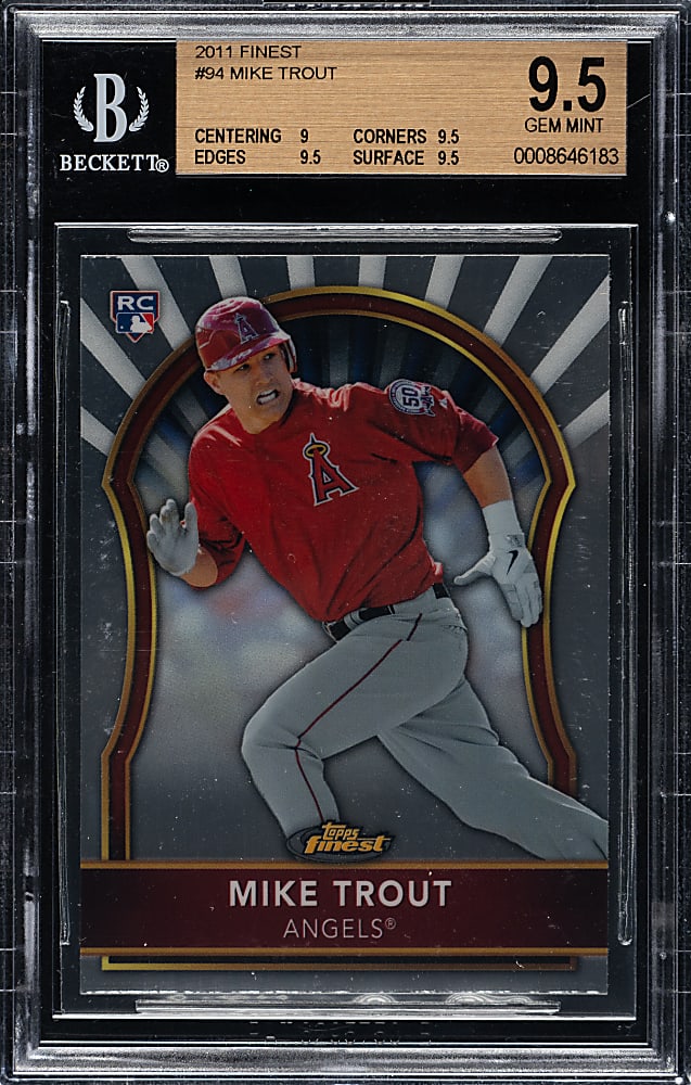 2011 Topps Finest #94 Mike Trout Rookie BGS GEM MINT 9.5