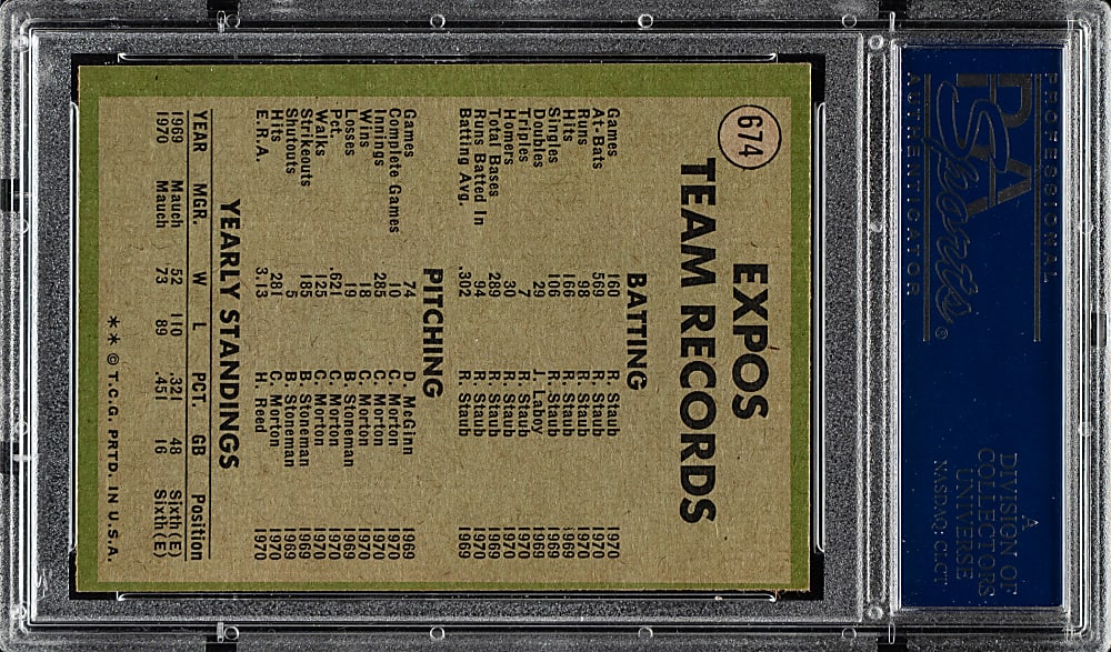 1971 Topps #674 Montreal Expos Team PSA NM-MT 8