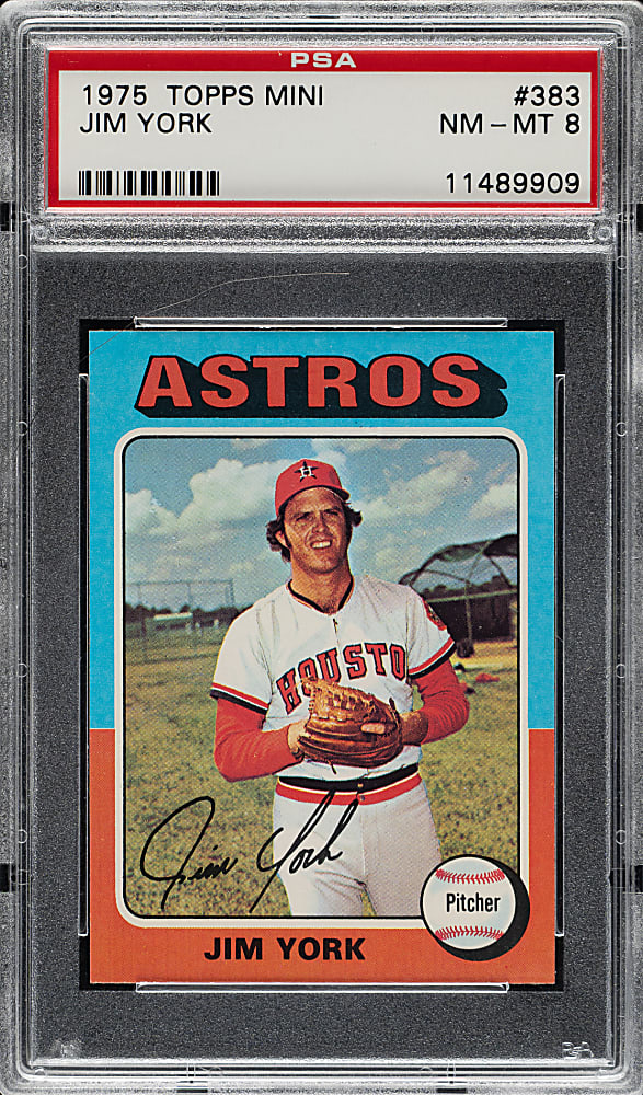 1975 Topps Mini #383 Jim York PSA NM-MT 8