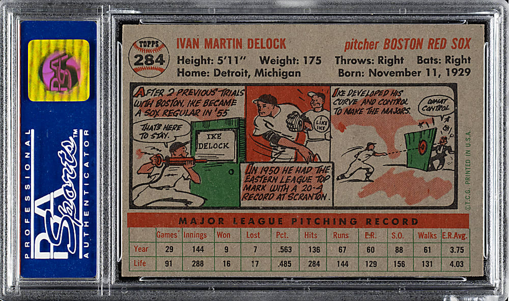 1956 Topps #284 Ike Delock PSA NM-MT 8