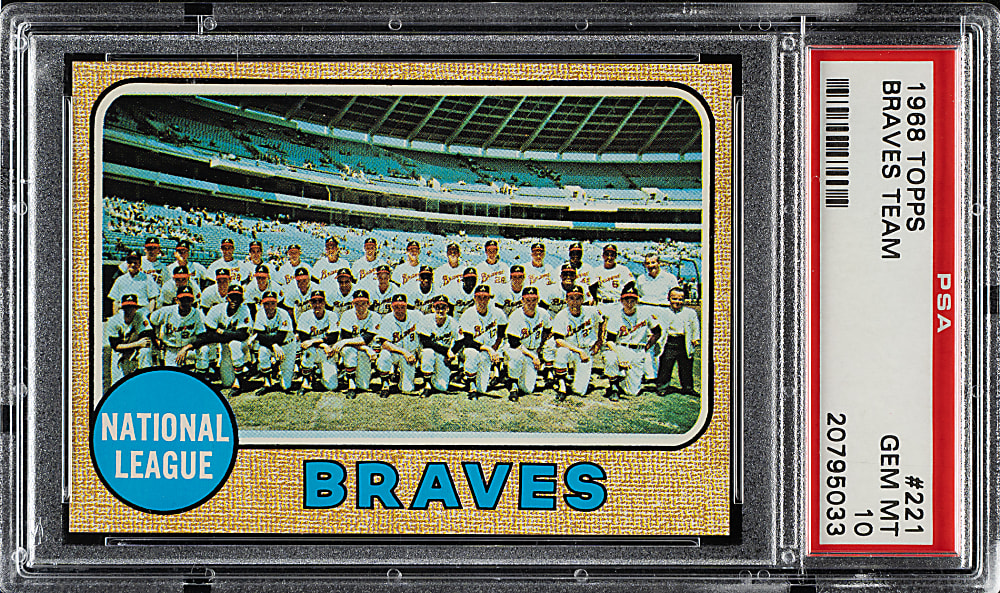 1968 Topps #221 Atlanta Braves Team PSA GEM MINT 10