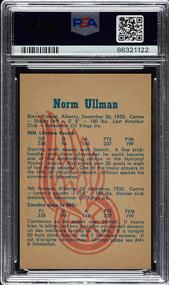 1960-1961 Parkhurst Hockey #26 Norm Ullman PSA MINT 9