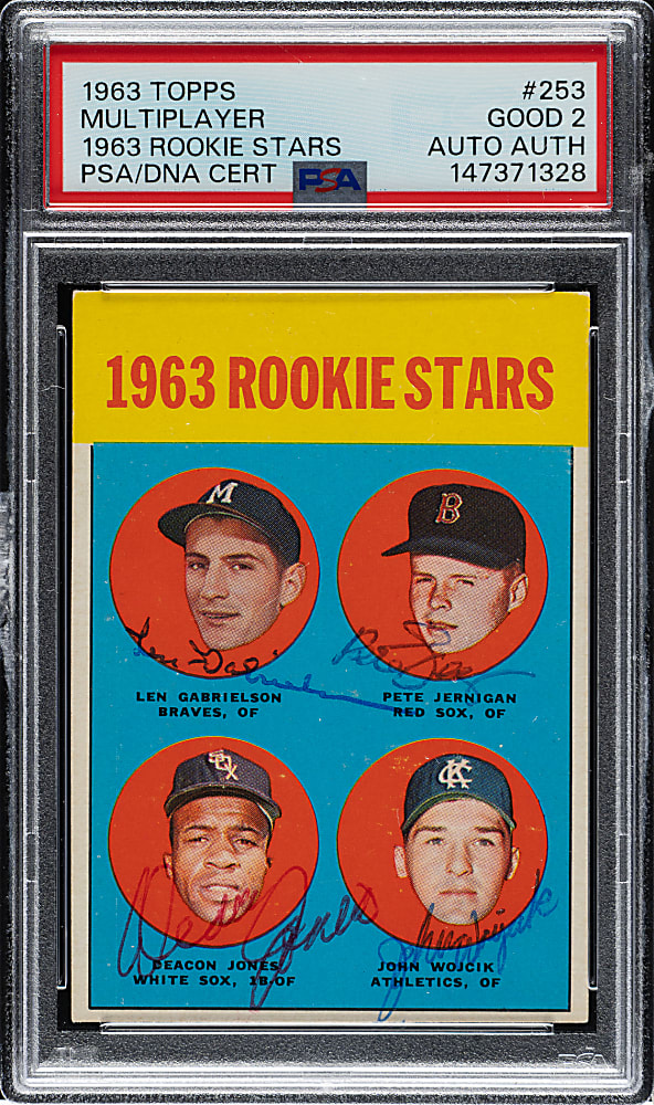 Signed 1963 Topps #253 Gabrielson/Jernigan/Jones/Wojcik PSA GOOD 2