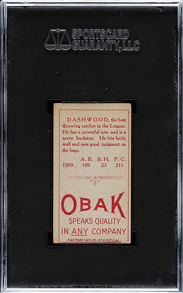 1910 T212 Obak Cigarettes Walter Dashwood SGC VG 3