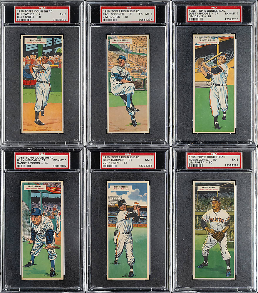 1955 Topps Doubleheaders PSA-Graded Collection (6)