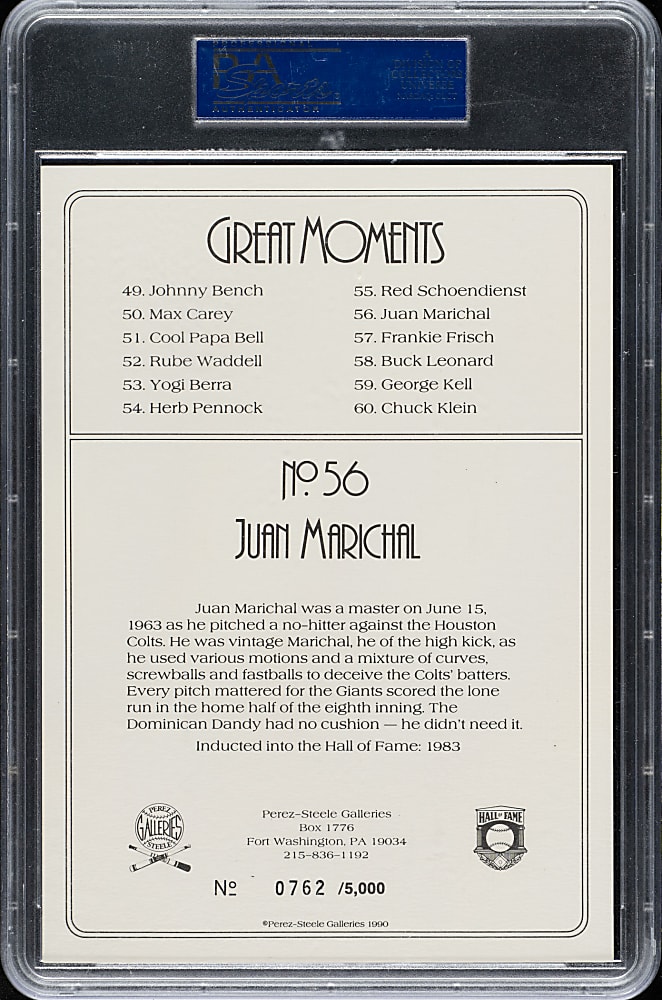 Signed 1990 Perez-Steele Great Moments Postcard #56 Juan Marichal - PSA/DNA