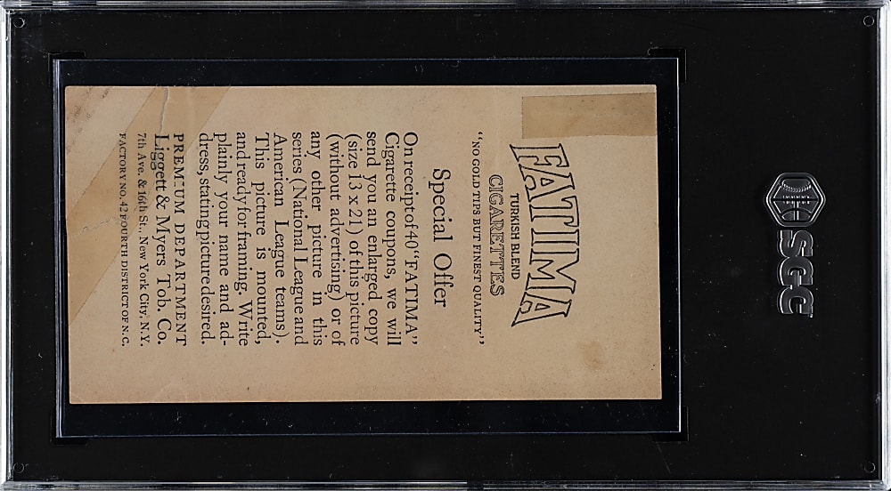 1913 T200 Fatima Team Card Philadelphia Americans with Mack, Backer, Bender, Collins, and Plank SGC Authentic