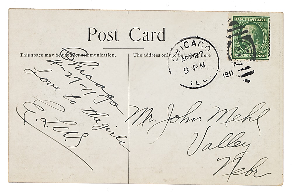 1910 Chicago Cubs Team Postcard with Tinker, Evers, Chance, and Brown