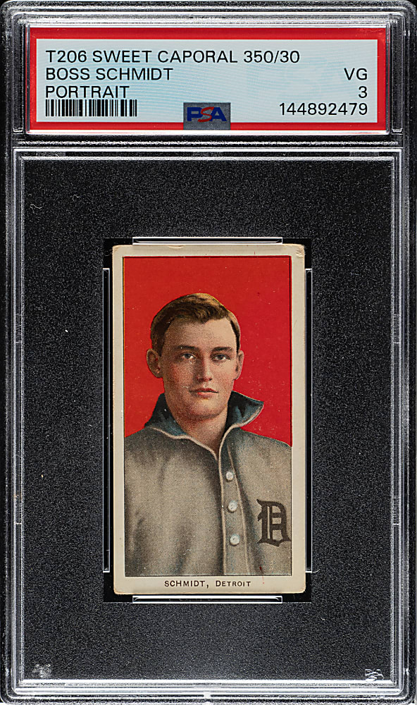 1909-1911 T206 White Border Boss Schmidt Portrait PSA VG 3